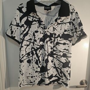 Black and White Splatter Polo Shirt